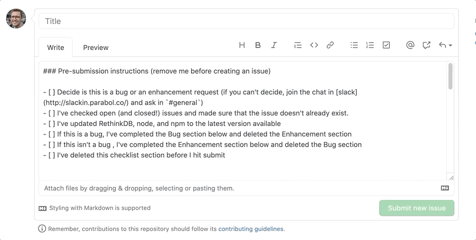 Product backlog submissiom checklist Parabol