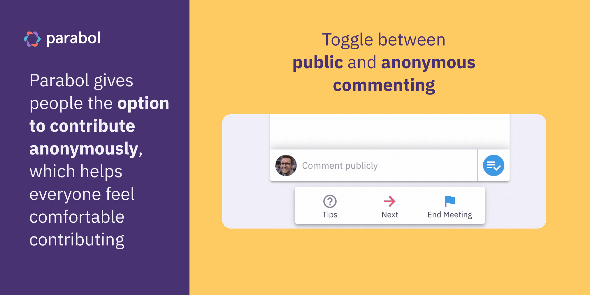 Toggle between public and anomymous commenting