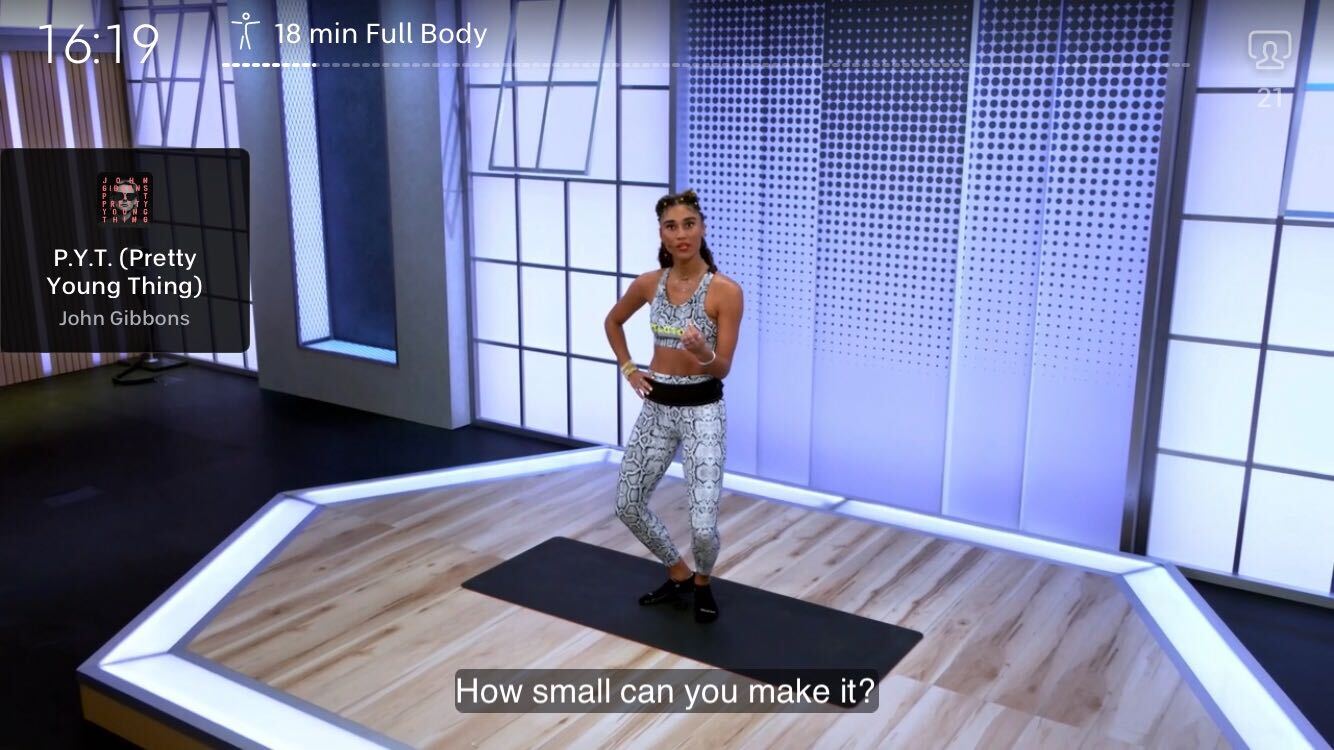 Peloton barre instructor Ally Love asks participants, "How small can you make it?"
