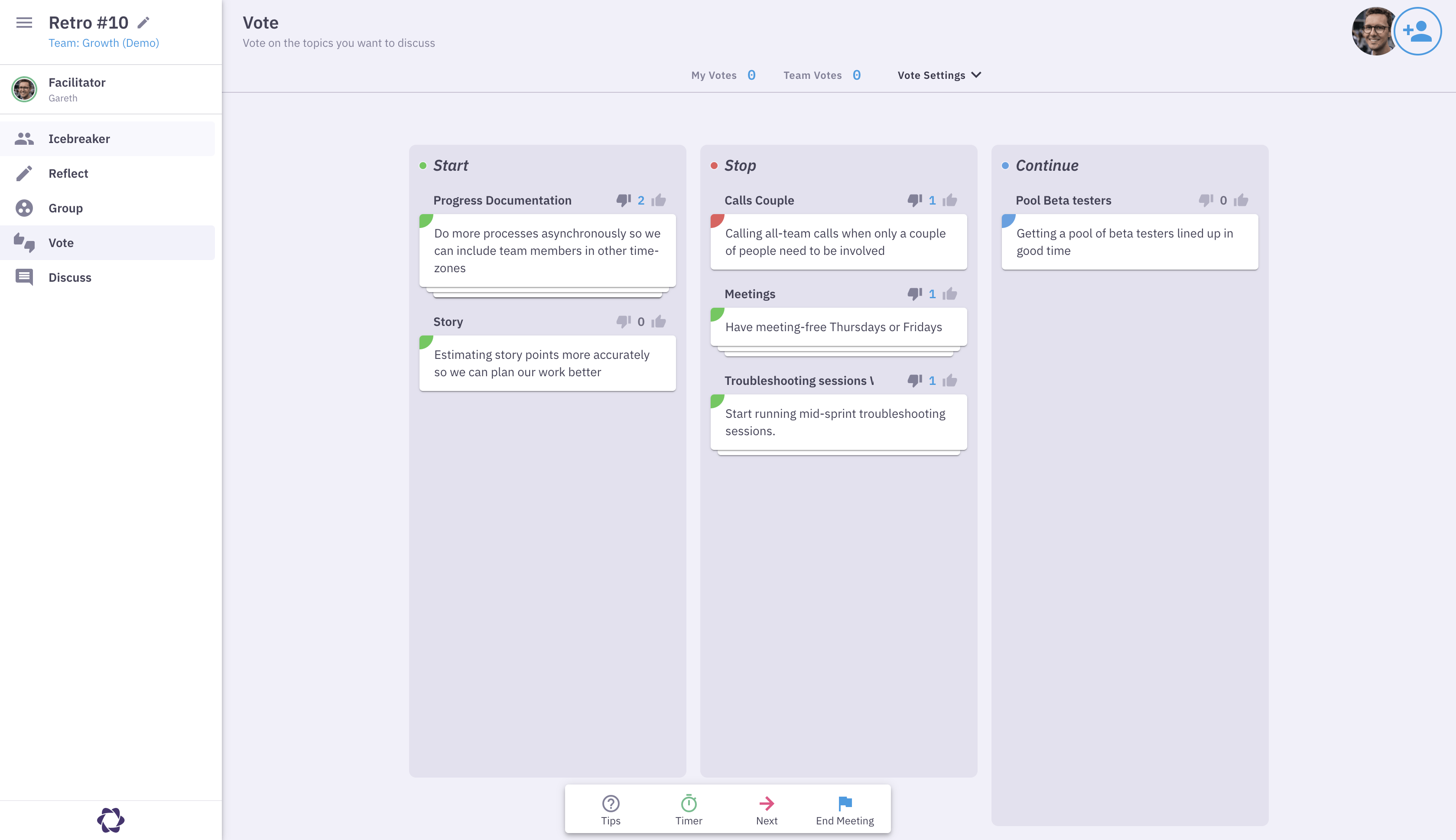 parabol retrospective vote phase