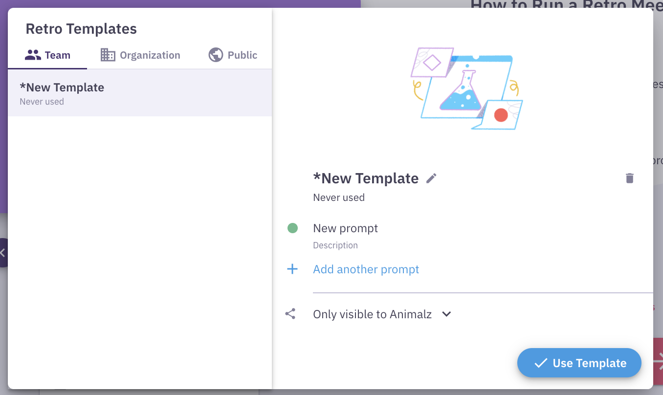 Parabol's retrospective template creation tool