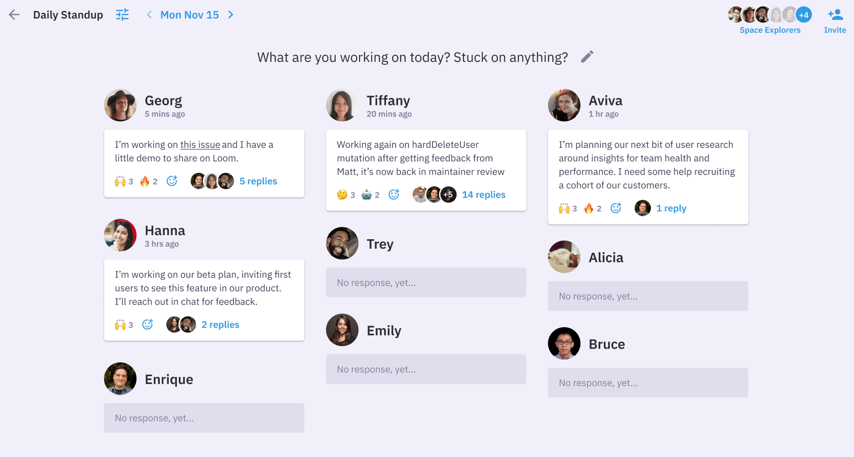 Parabol's Standup Tool Interface