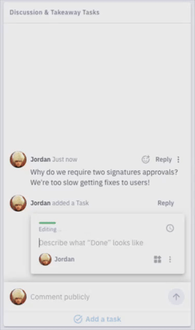 Demonstration of creating and pushing a retrospective task-away tasks to Linear from Parabol
